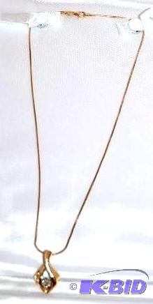 lot 19 image: 14K Gold diamond necklace. Gold rope has some...