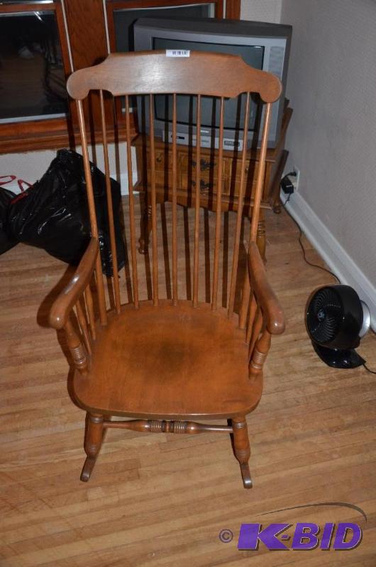lot 26 image: Antique Rocking chair ,stands 43 tall carved ...