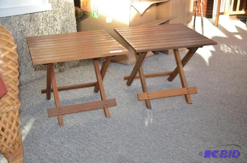 lot 45 image: Two matching Wood side tables 20x20x 16"...