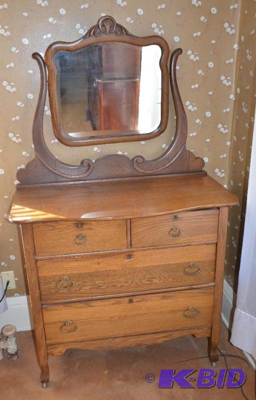 lot 70 image: Antique oak dresser 37w,19deep ,64 tall, brin...