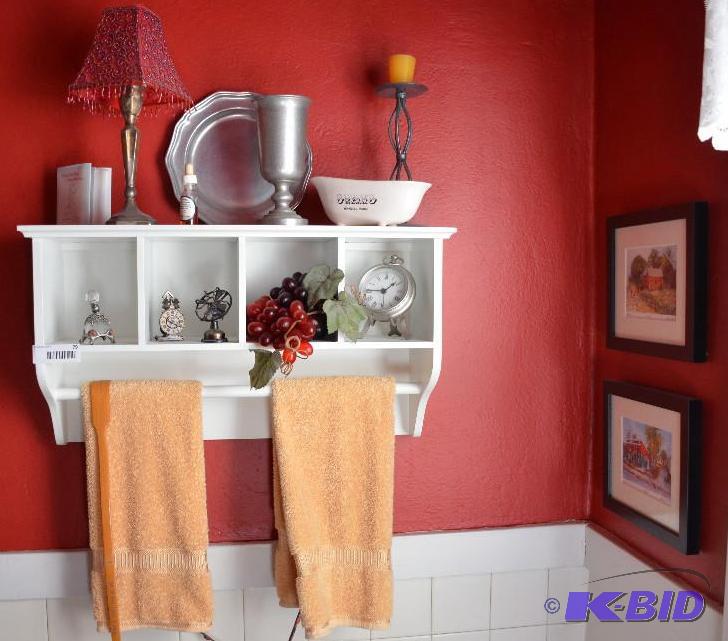 lot 79 image: Bathroom wood towel cabinet 10x14x36"...