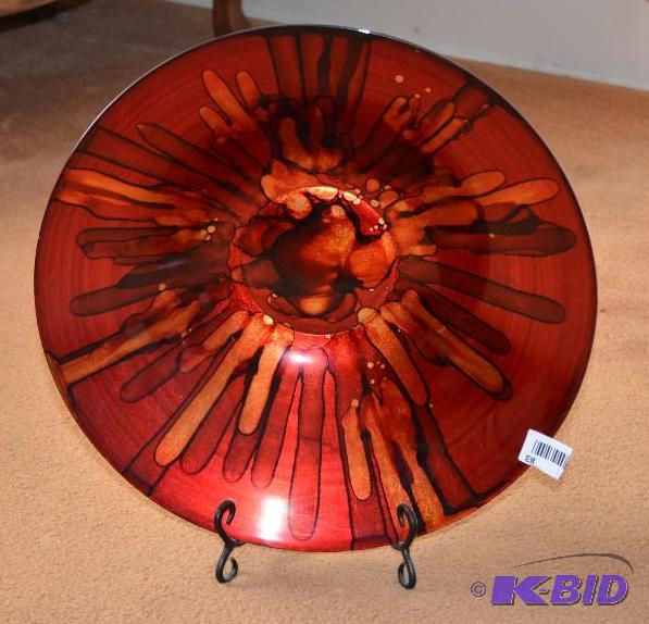 lot 83 image: Beautiful decorative glass bowl 16" diam...