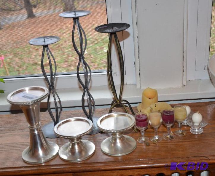 lot 99 image: 6 candleholders with candles, the tallest is...