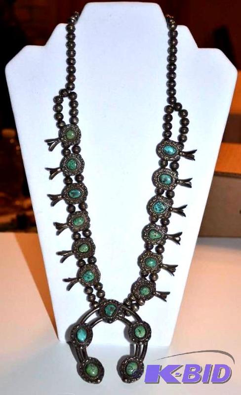 lot 10 image: Antique hand crafted&nbspSquash Blossom Nav...