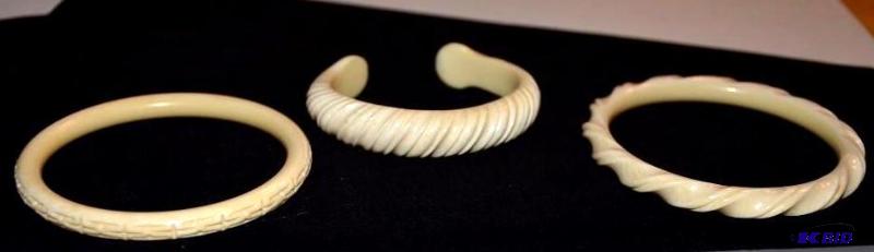 lot 16 image: 3 Vintage Genuine Ivory bracelets-  purchased...