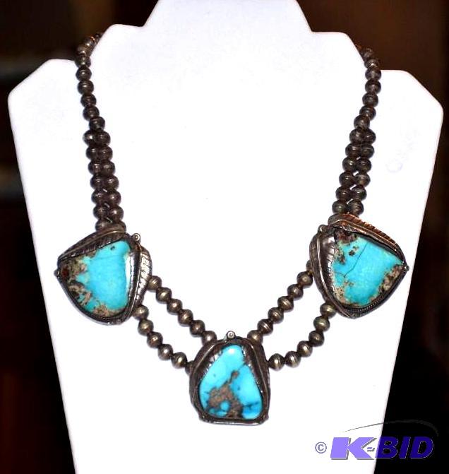 lot 24 image: Native American Indian Large Turquoise & ...