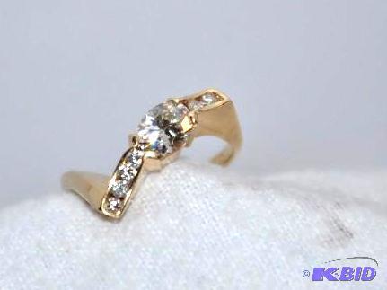 lot 6 image: Stunning 14k Gold 1.11 CTTW Diamond Ring with...