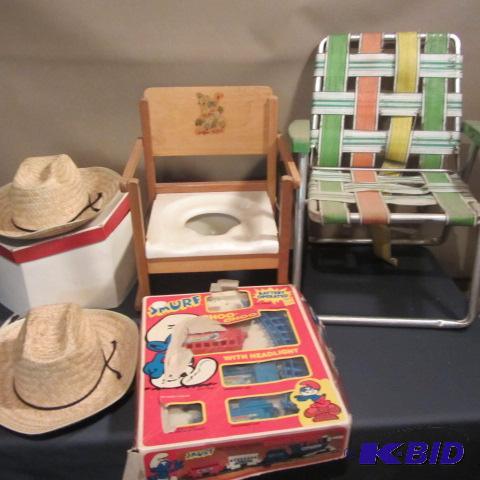 lot 80 image: Smurf Train, Chairs, Hats
