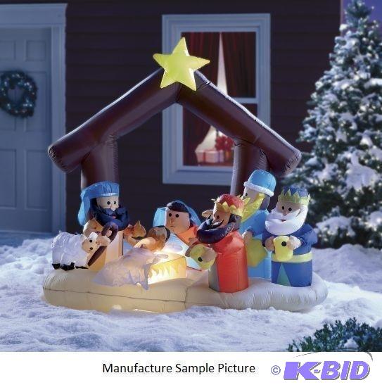 lot 103 image: Inflatable Nativity Scene - Our Lighted Infla...