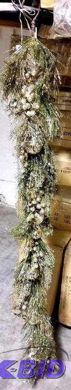 lot 12 image: Five Foot Hanging Light Up Garland Wreath - R...