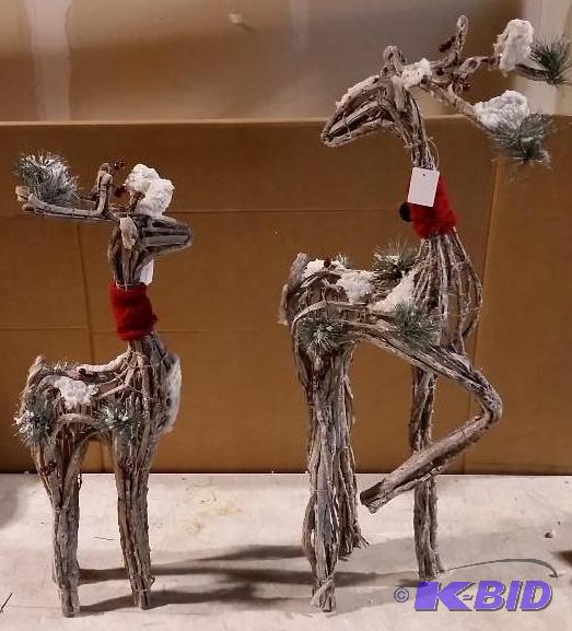 lot 20 image: Two Wooden Decorative Deer Figures - 24"...