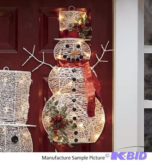 lot 58 image: Small Snowman Lit Wall Decor - 20 white LED l...