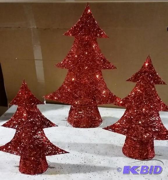 lot 6 image: Three Red Trees - Lights up - 16", 19&qu...