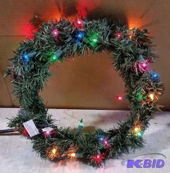 lot 64 image: Multicolored Lighted Wreath - 13" - New...