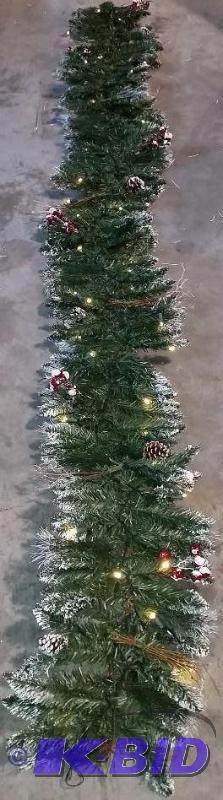 lot 81 image: Lighted Pine Garland with Frosted Ends - 12&q...