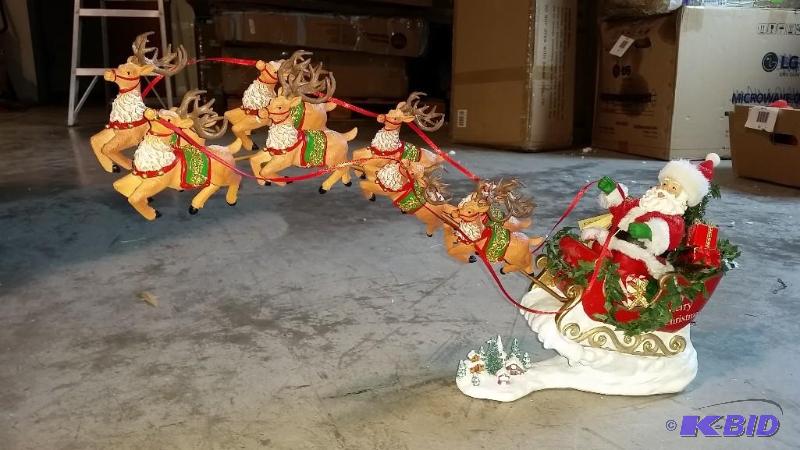 lot 88 image: Santa and Reindeer Figurine - &quotSanta Cla...
