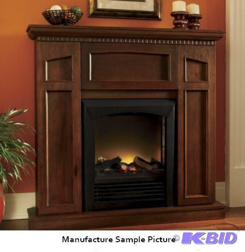 Cherry Finish Storage Fireplace with Corner M...