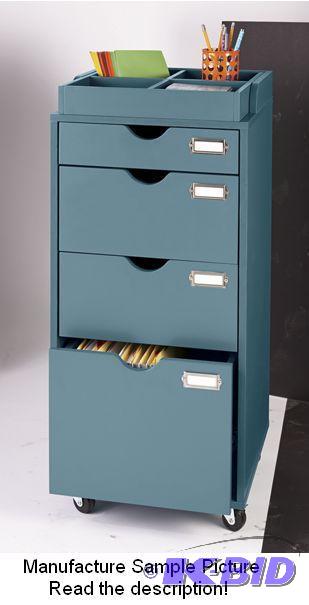 Four Drawer Rolling Filing Cabinet - Blue - C...