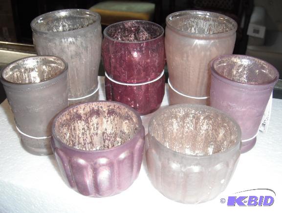 lot 23 image: Lot of 7 Mercury Tealight Candleholders - Lar...