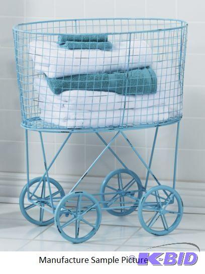 lot 33 image: Vintage Rolling Basket - Blue - Heres a bask...