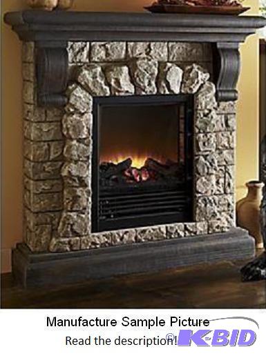lot 38 image: Electric Faux Stone Fireplace - Decorative de...