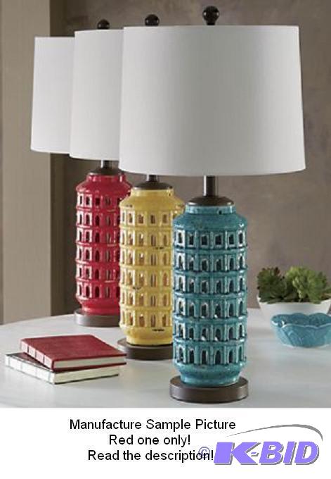 lot 67 image: Ceramic Cutout Lamp - Red -&nbspBring the ro...