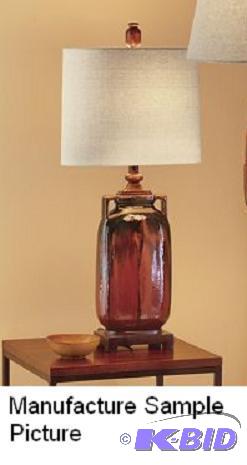 lot 73 image: Red Ceramic Table Lamp -&nbspShades of choco...