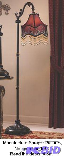 lot 80 image: Black Ornate Floor Lamp - Has decorative gold...