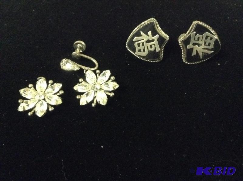 Two Pair Vintage Sterling Earrings