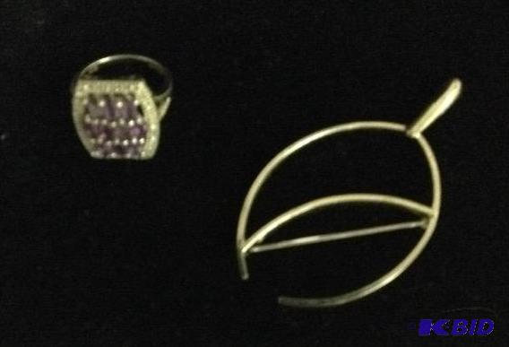Sterling & Amethyst Ring and Sterling PIn
