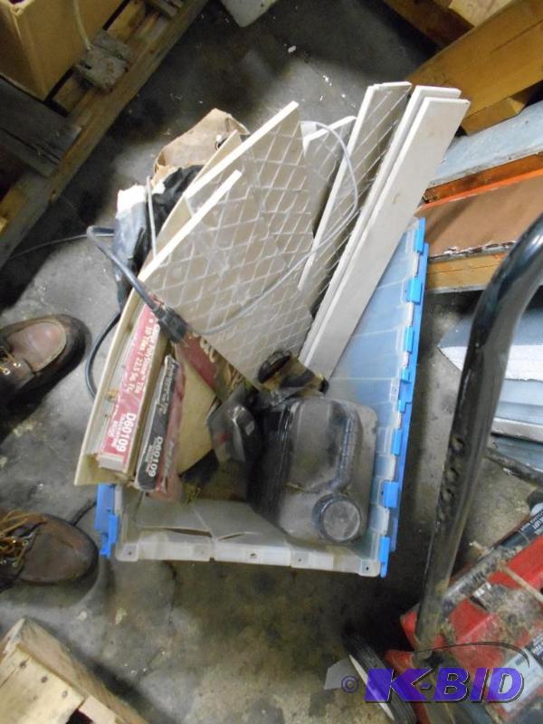 lot 35 image: Box Of Stuff From Storage Unit. Tile Repair Stuff.