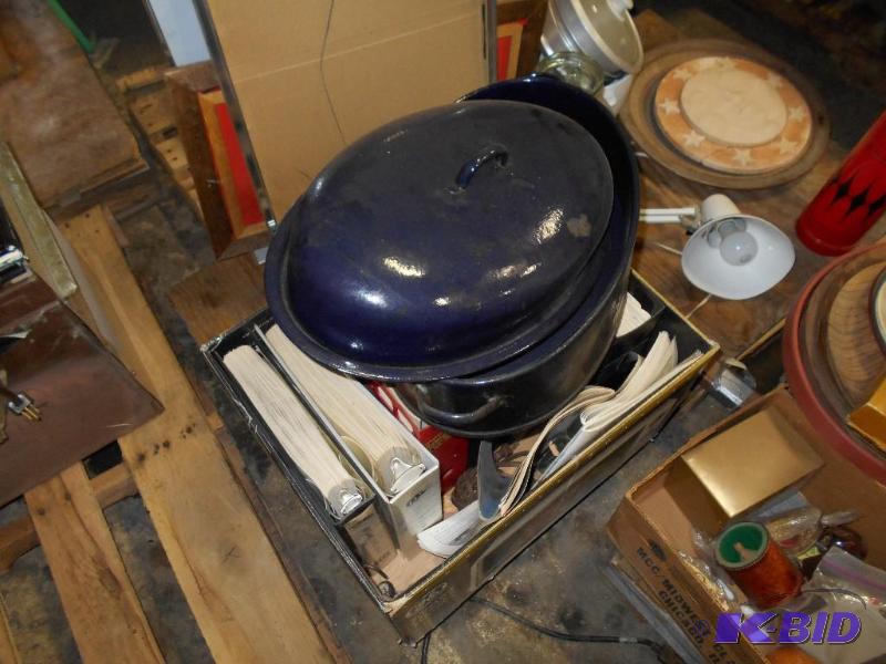 lot 36 image: Box Of Stuff From Storage Unit. Includes Turkey Pot.