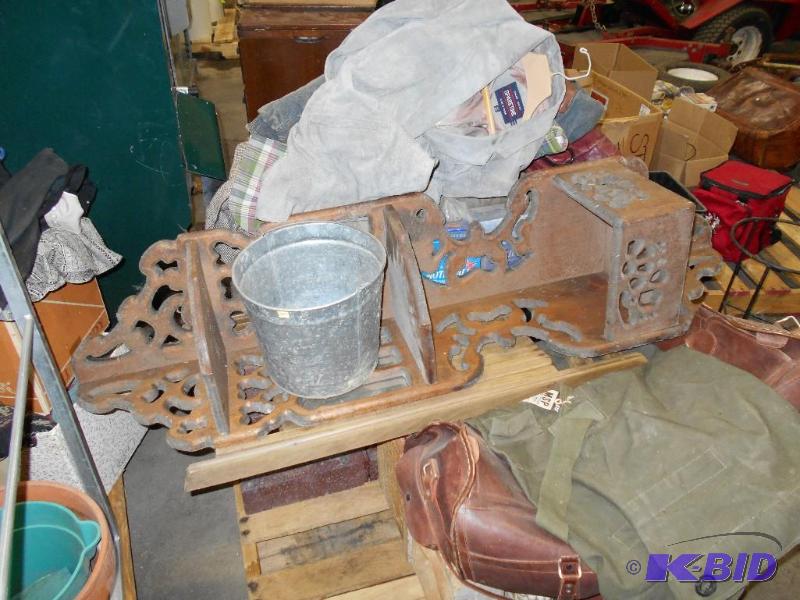 lot 48 image: Vintage Wooden Corner Hutch and Pot