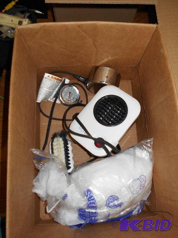 lot 58 image: Heater, Nail Brush, Hairnets, Thermometer