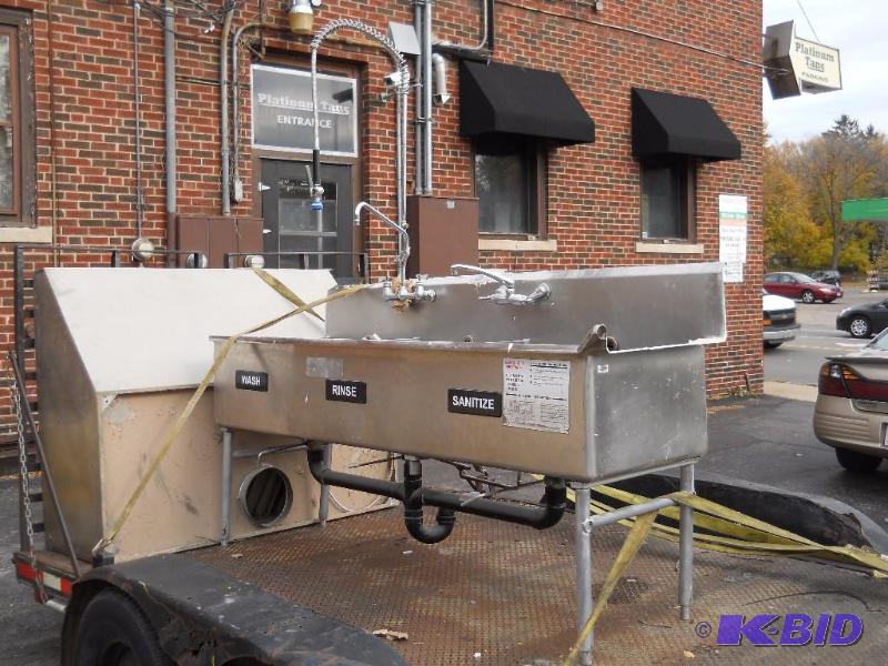 Stainless Steel 3 Basin Sink With Faucets. Sprayer Not Included.