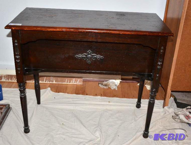 lot 107 image: Vintage wood table possibly communion table 4...