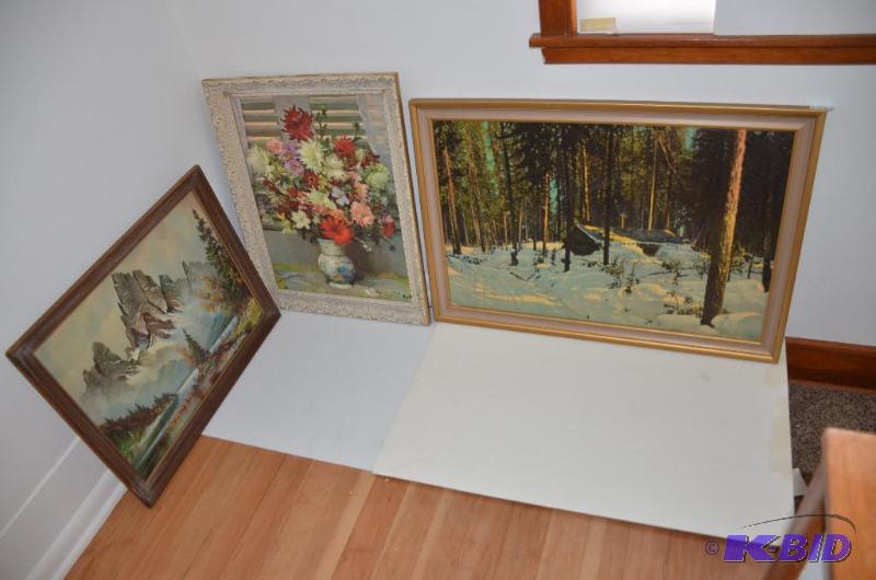 lot 109 image: Group of vintage Art work - 2 oil painting an...