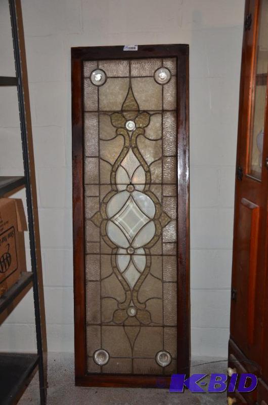 lot 113 image: Stain glass window with unique round elevated...