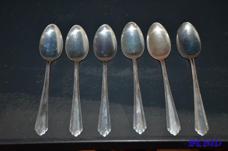 lot 115 image: 6 Older heavier STERLING SILVER spoons...