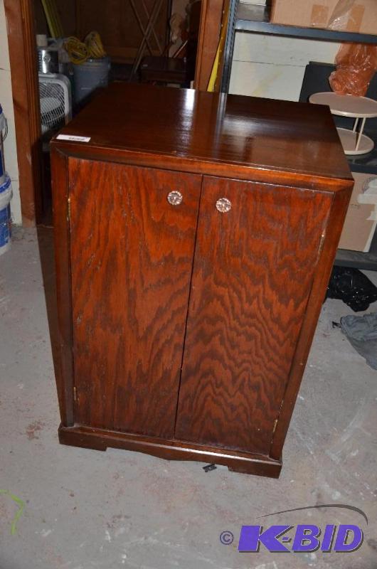 lot 130 image: vintage or antique glass storage buffet 2 doo...