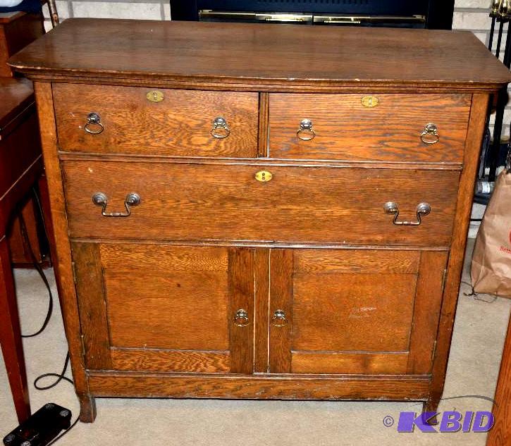 lot 162 image: Antique wood oak dresser 20x37x40" Pick ...