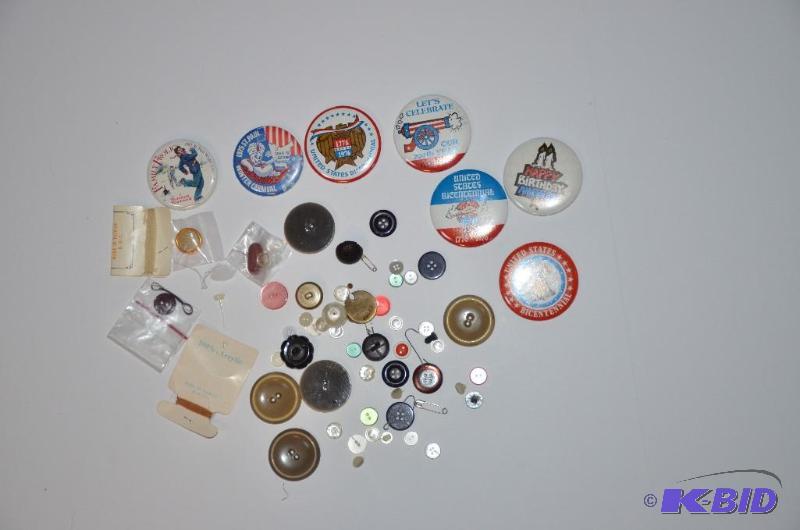 lot 196 image: Bicentennial buttons & clothing buttons...