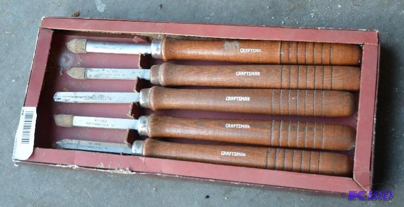 lot 25 image: Set of Craftsman lathe chiseling tools ...