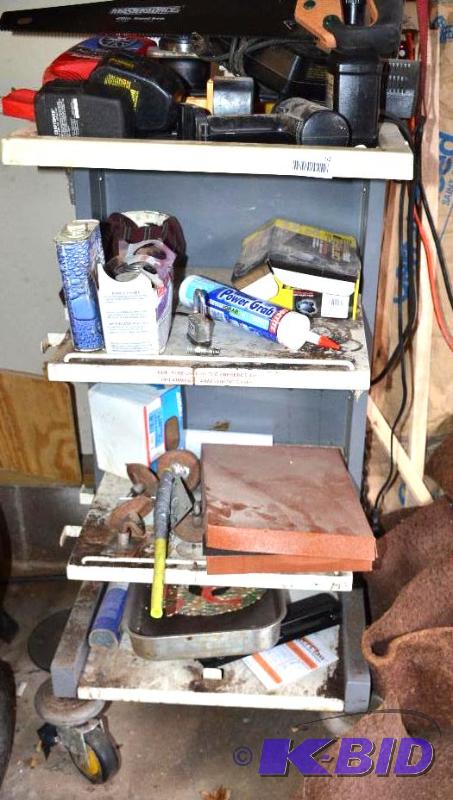 lot 52 image: 4 shelf rolling cart with contents -&nbspapp...
