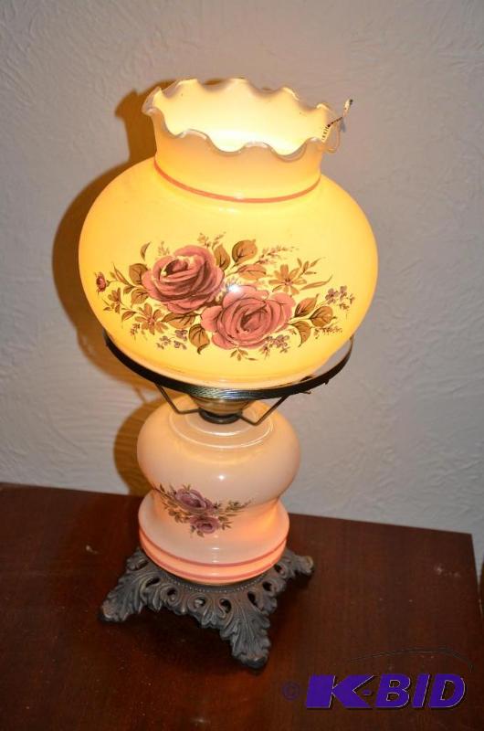 lot 64 image: Vintage glass lamp 18" tall  tall- both...