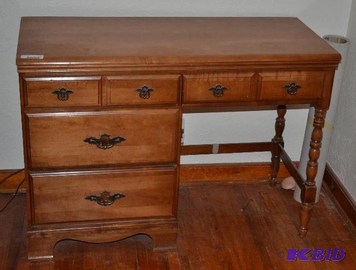 lot 65 image: Vintage wood desk 19x44"...