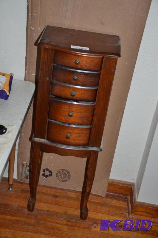 lot 68 image: wood jewelry armoire chest 36" tall...
