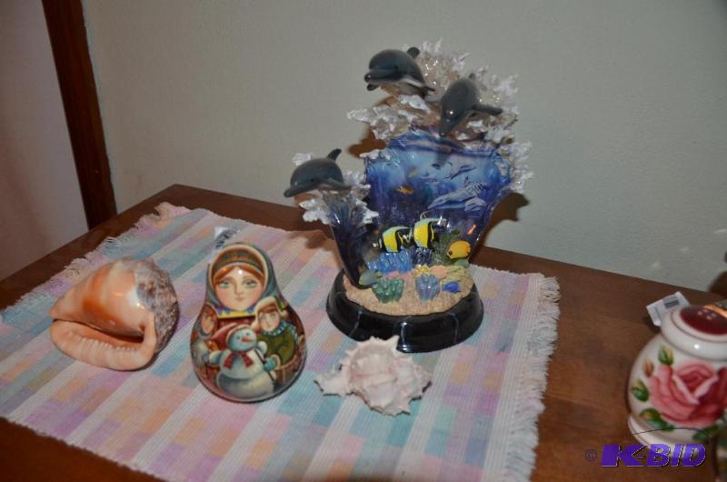 lot 81 image: Decor - shells, salt & pepper, glass dolp...