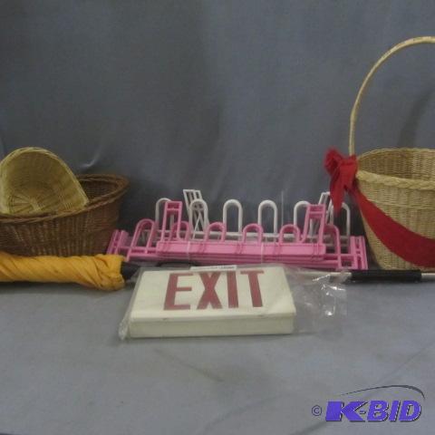lot 168 image: Exit Sign, Mop, Shoe Racks