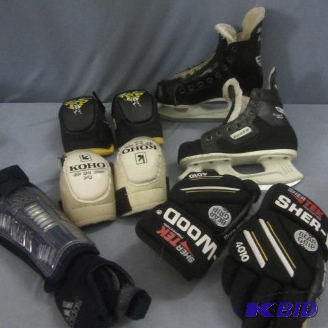 lot 86 image: Hockey Skates, Gloves, Elbow